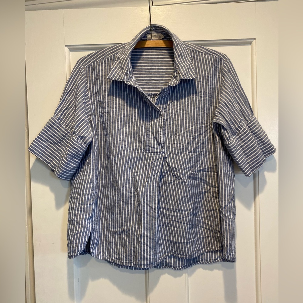 Richard Chai Collective Striped Popover Shirt S